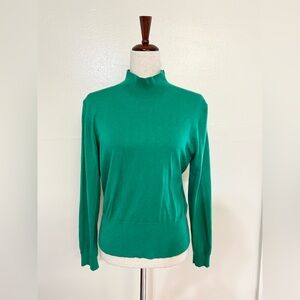 J.Crew Green Long Sleeve High Neck Knit Blouse